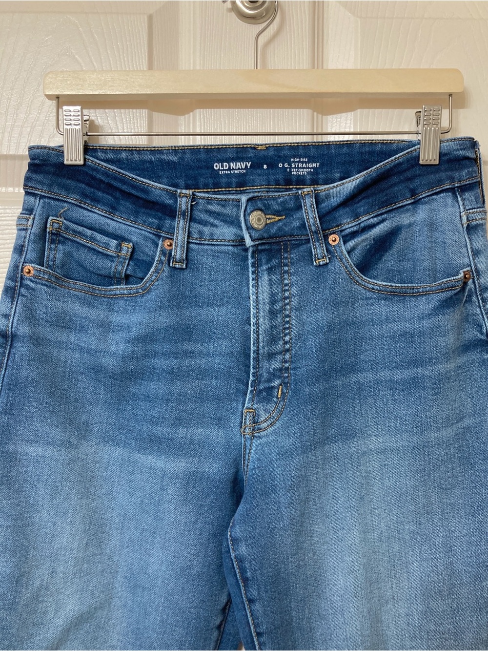 Old Navy Women’s Blue High Rise OG Straight Leg Ankle Jeans Size 8 - Picture 3 of 5